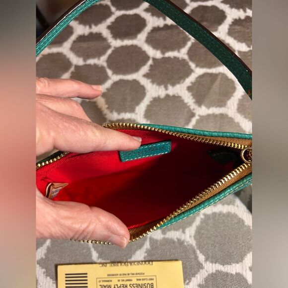 Dooney & Bourke NWT Turquoise Leather Mini Shoulder or Wristlet Bag summer fun - Picture 9 of 15